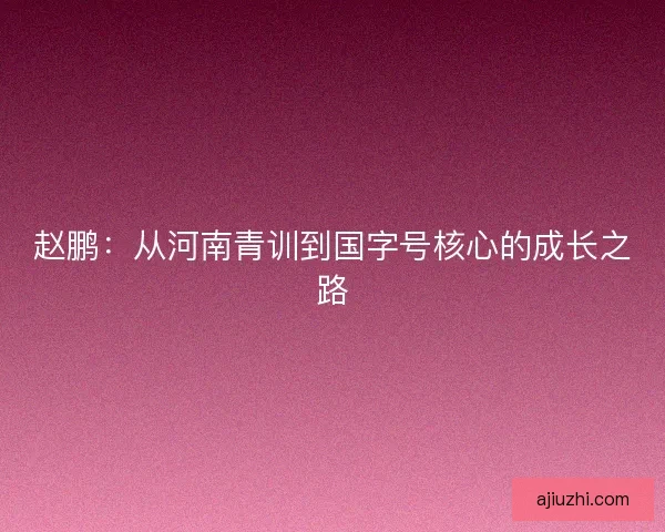 赵鹏:从河南青训到国字号核心的成长之路 赵鹏:从河南青训到国字号核心的成长之路